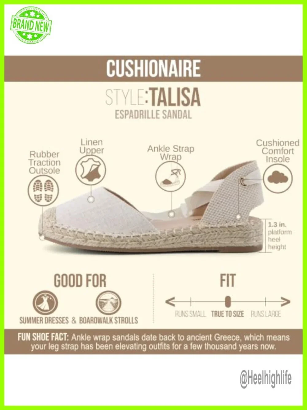 CUSHIONAIRE Women's Talisa Espadrille Wedge Sandals - Closed Toe, Elastic Ankle